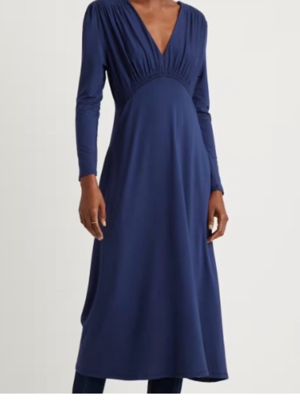 Quince Tencel Jersey V-Neck Midi Dress